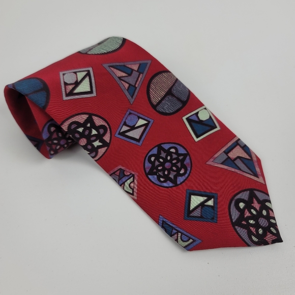 Vintage Christian Dior Monsieur Abstract Red Tie - Picture 4 of 7